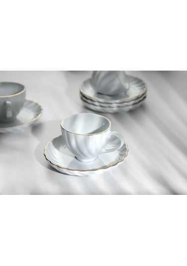 Nehir Yasemin Beyaz 12 Parça Porselen Çay Takımı  92007