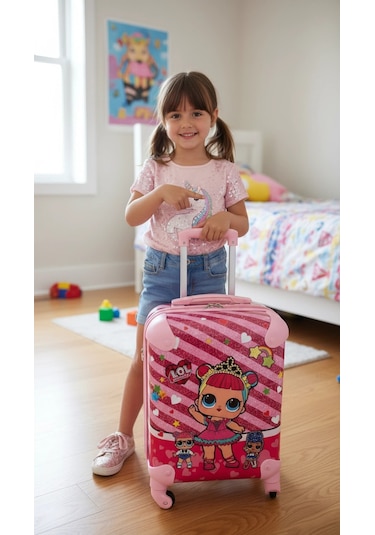 Pembe Tekerlekli Bebek Valizi Çok Renkli