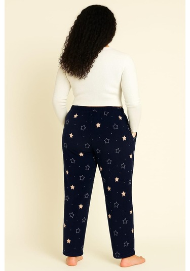 Kadın 401 Büyük Beden Cepli Polar Tek Alt Lacivert Lacivert