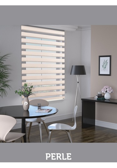Br Perle Krem Renk Bambu Stor Zebra Perde Yüksek Kalite Alüminyum Kasa Krem