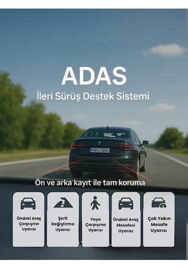 Mieco X8 Wifi /4K Uhd/ 170° Ultra Geniş Açı/ Kör Nokta / Adas/ Ön + Arka Araç Kamerası + Hafıza Kartı