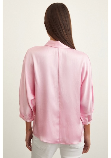 Never More Fakir Kol Saten Gömlek Pembe