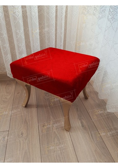 Ayak Ucu Kapı Önü Antre Düz Bench Puf Gold Ayak Kırmızı