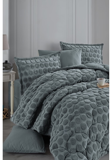 Nordqueen Wellsoft Jakarlı Tek Kişilik Uyku Seti Perle Gri