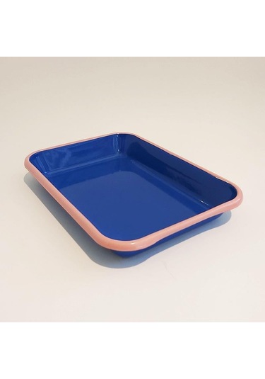 Emaye Meze Tabağı Kobalt Pembe 27 X 19 Cm Kobalt