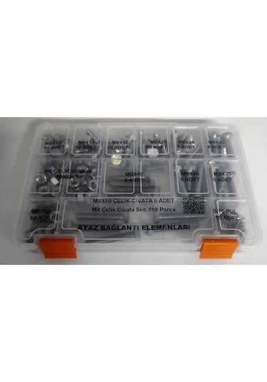 Ayaz M8 Çelik Civata Seti Anahtar Başlı 199 Parça