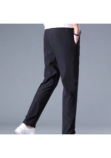 Sones Erkek Yaz İnce Lastikli Bel Pantolon Işık Gary Siyah