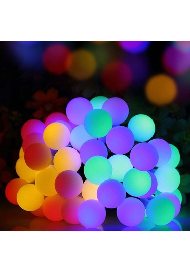 Geeksen Toplumcu Top Şekilli Işık Zinciri, Ev Ve Bahçe Dekorasyonu, Sürekli Ve Titrek Modlar, 3m 20 Renkli Işık, Pil Dahil Değil Beyaz