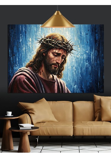 Kutsal Taçlı İsa Mesih Dekoratif Kanvas - Mdf Ahşap Tablo