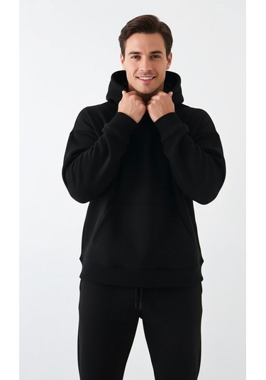 Siyah Oversize Hoodie Sweatshirt Siyah