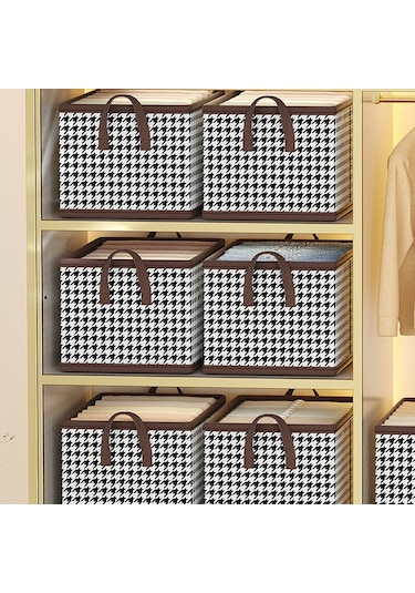 Cbtx 50x30x26cm Saklama Kutusu Non Woven Pp Pano Katlanabilir Dolap Düzenleyici Kutusu - Siyah