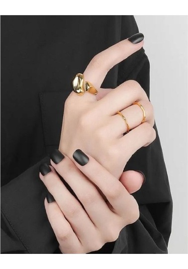 925 Ayar Gümüş Gold Renk Düzensiz Bohem Ayarlanabilir Tarz Yüzük