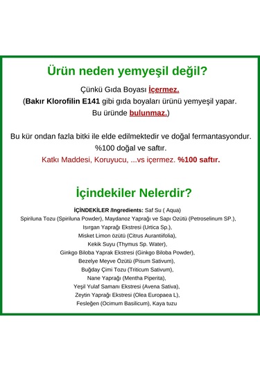 Hanzade Bitkisel Sıvı Klorofil Kürü Cam 3 x 500 ML