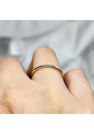 Firuze Turkuaz Taşlı 925 Ayar Gümüş Alyans Yüzük