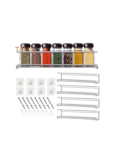 Gümüş 2/4 Adet Depolama Rafı Duvara Monte Çok Fonksiyonlu Karbon Çelik Uygun Ev Dolap Baharat Organizatör Raf Mutfak Malzemeleri 4 Gümüş