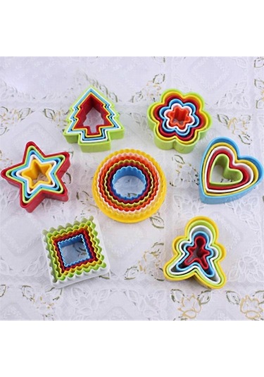 5 Adet Kurabiye Plastik Kek Kalıbı Bisküvi Piston Formları Dıy Pişirme Araçları Kalp Çok Renkli