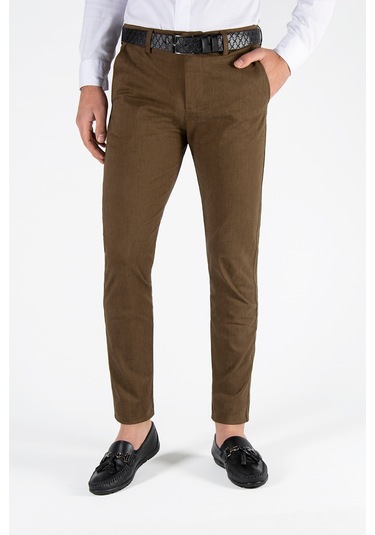 Kahve Slim Fit Pamuklu İtalyan Kesim Pantolon Kahve