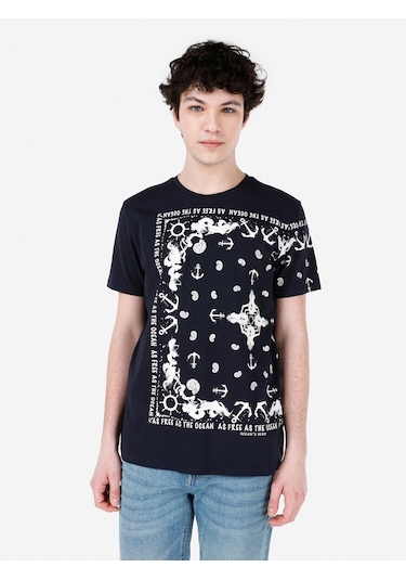 Colins Lacivertvert Erkek Tshirt K.Kol Cl1067707 Q1.V2 Nav Lacivert