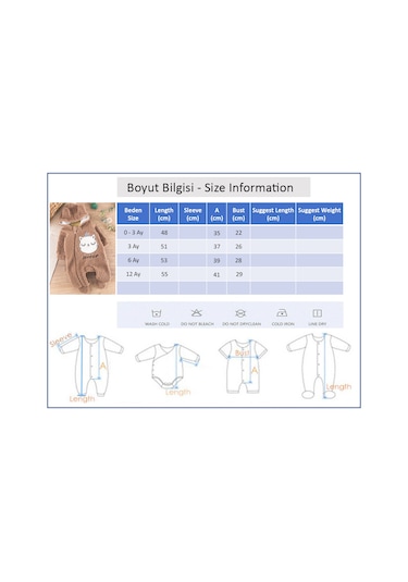 Babymod Kedi Figürlü Peluş Welsoft Kız/erkek Bebek Tulum Kahverengi