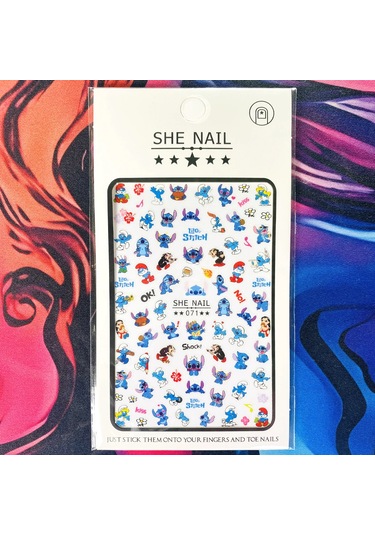 Lilo Ve Stitch Tırnak Çıkartmalar Anime Etiket Tırnak Sanat Süslemeleri Karikatür Animasyon Tırnaklar Üzerinde Basın Çivi Aksesuarları Manikür İçin Açık Sarı