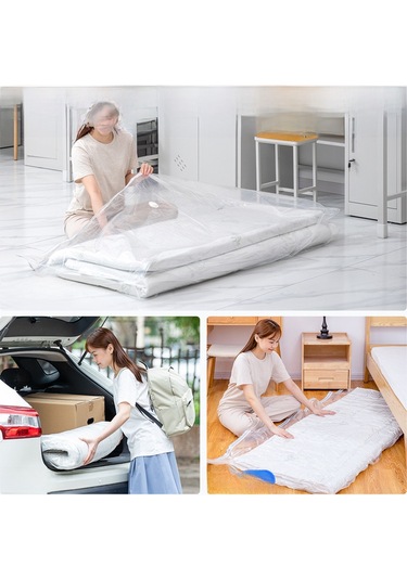 Qingmipy Büyük Boy Lastik Matras Vakumlu Depolama Çantası - Hacim Azaltıcı, Toz Koruyucu, Taşınabilir Ev Taşınma Ve Saklama Çantası 220x100cm