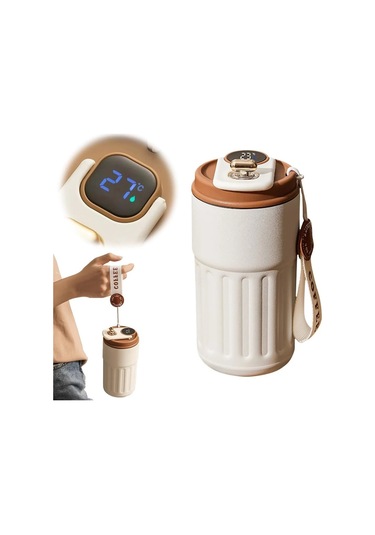 450 Ml Paslanmaz Çelik Spor Su Şişesi Termos Led Sıcaklık Göstergeli Termos Çok Renkli