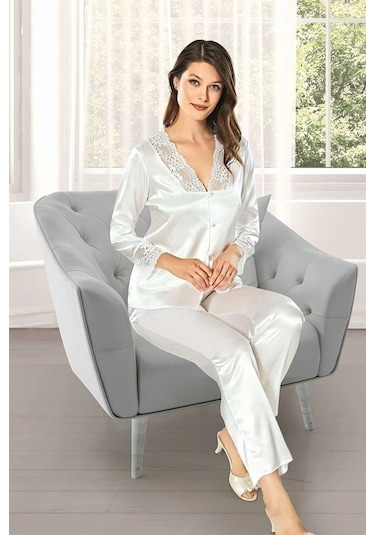 Alissa 8640 Kadın Çeyizlik Saten 6'lı Set-ekru Çok Renkli