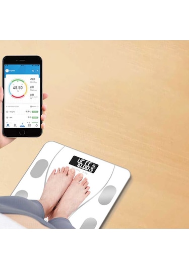 Eminbaba Yağ Su Kas ve Vücut Kitle Endeksi Ölçen Bluetooth Özellikli Dijital Baskül