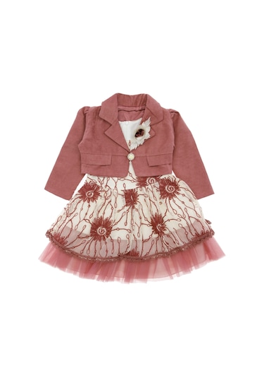 Kız Çocuk Elbise Ceketli Gül Kurusu