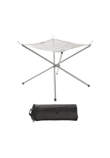 Vkemall Taşınabilir Kamp Izgarası Paslanmaz Çelik Dış Mekan İtfaiye İstasyonu Ultra Hafif Katlanır Izgara Büyük Boy Izgara Filesi İle Gümüş