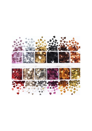 Metalik Renkli Kalpler Tırnak Süsleme Folyo Pulları Mix Nail Art
