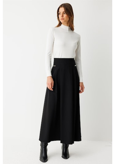 Aksesuar Detaylı Etek Siyah Siyah