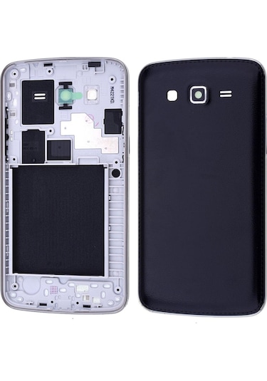Samsung Uyumlu Grand 2 G7100 Çift Sim Kasa Kapak Tuşlu Siyah - Silver