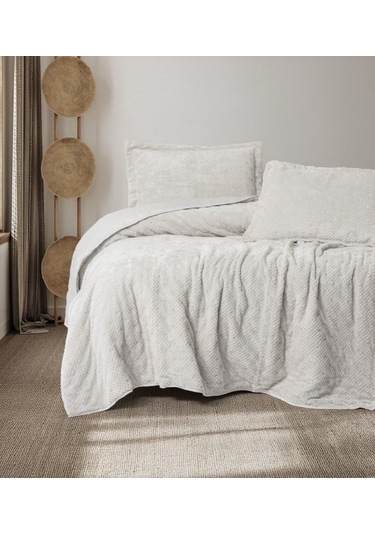 Cotton Box Softnest Boleta Taş Çift Kişilik Yatak Örtüsü Kirli Beyaz