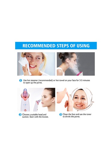 Hangfox Evcil Cilt Bakımı Elektrikli Siyah Nokta Çıkarıcı - 3 Seviye Ayarlı, 5 Emme Ucu Ve 5'li İğne Seti İle Derin Pore Temizleyici Cilt Bakımı Aleti