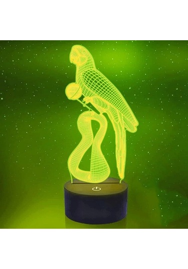 Goldenqian 3d Papağan Kuş Gece Lambası Led Lamba Illusion 7 Renk Değiştirme Dokunmatik Anahtar Masa Masa Dekorasyon Lambaları Doğum Günü Hediyesi Akrilik Taban Usb Kablosu Oyuncak 96oujp Siyah