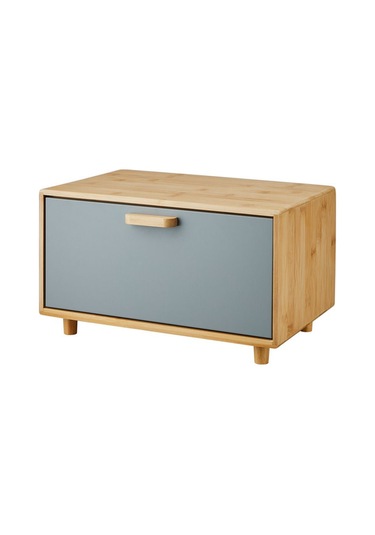 Karina Metal Kapaklı Bambu Lüks Ekmek Kutusu Ekmeklik Dikdörtgen - Gri Gri