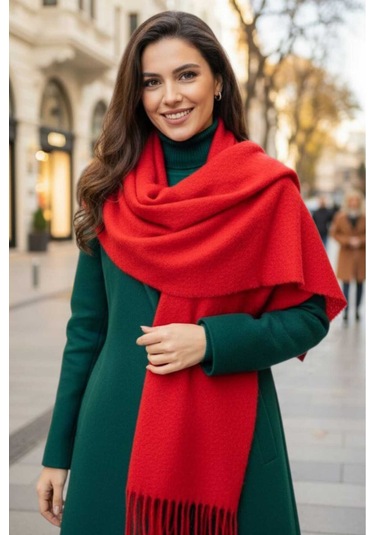 Tezzgelsin Kadın Premium Soft Buklet Atkı Kırmızı