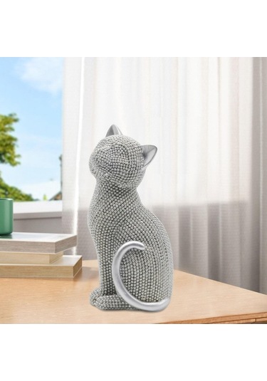 Pazly Yaratıcı Suntek Masaüstü Koleksiyon Kedi Heykeli Gümüş Vv