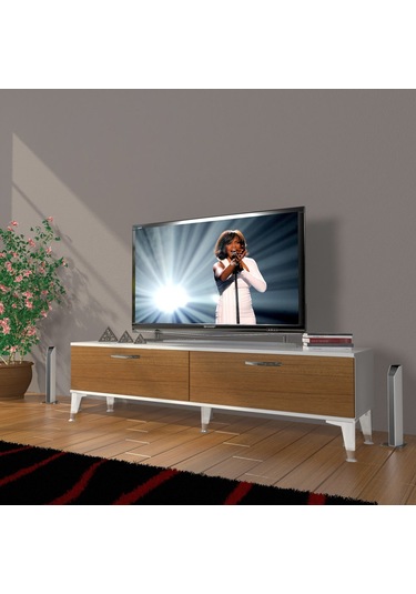Decoraktiv Eko 140 Mdf Std Silver Tv Ünitesi Tv Sehpası - Beyaz - Ceviz Beyaz - Ceviz