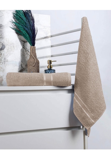 %100 Pamuk 2 Parça Kadın/erkek Banyo Duş Hamam Havlu Seti 90x150 Cm Bej