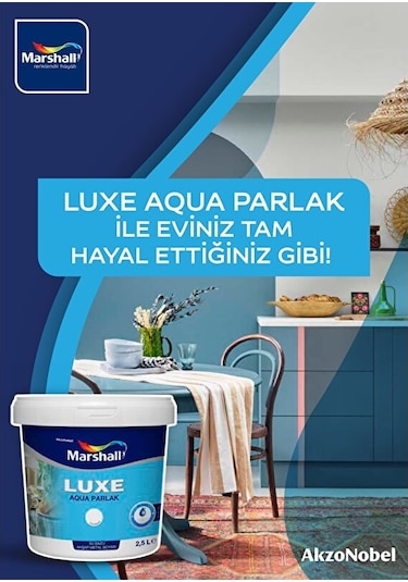 Marshall Luxe Aqua Parlak 2.5 Lt Beyaz Su Bazlı Boya