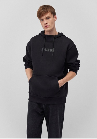 Mavi Baskılı Kapüşonlu Siyah Sweatshirt 0610960-900