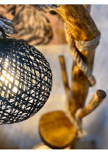 ArtAğaçTasarım Ağaç Lambader Doğal Kütük Köşe Aydınlatma Ahşap Amasya Serisi