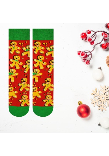 Carnaval Socks Noel Kurabiyesi Temalı Renkli Unisex Soket Çorap 2000386