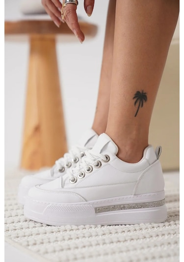 Trendella Beyaz Kadın Gizli Topuklu Sneaker Tr04ms01b