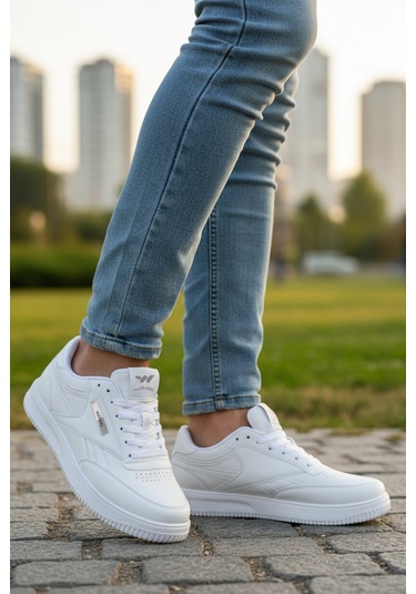 Beyaz Bağcıklı Hafif Cilt Erkek Spor Ayakkabı Marlow M Beyaz-beyaz