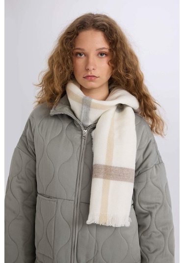 Defacto Kadın Ekose Desenli Atkı R6902AZ24WNER2 Ekru Defacto Kadın Ekose Desenli Atkı R6902AZ24WNER2 Ekru