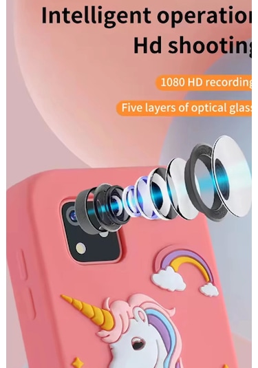 Telefon Modelli Çocuk Dijital Fotoğraf Makinası Çift Kameralı Dokunmatik Ekran 2.0 Ekran