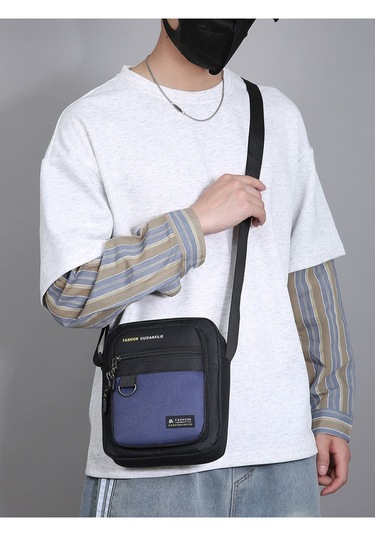 Uıowoo Erkek Omuz Çantası Harfli Ve Metal Halkalı Spor Ve Bisiklet Tek Askılı Sırt Çantası Mavi